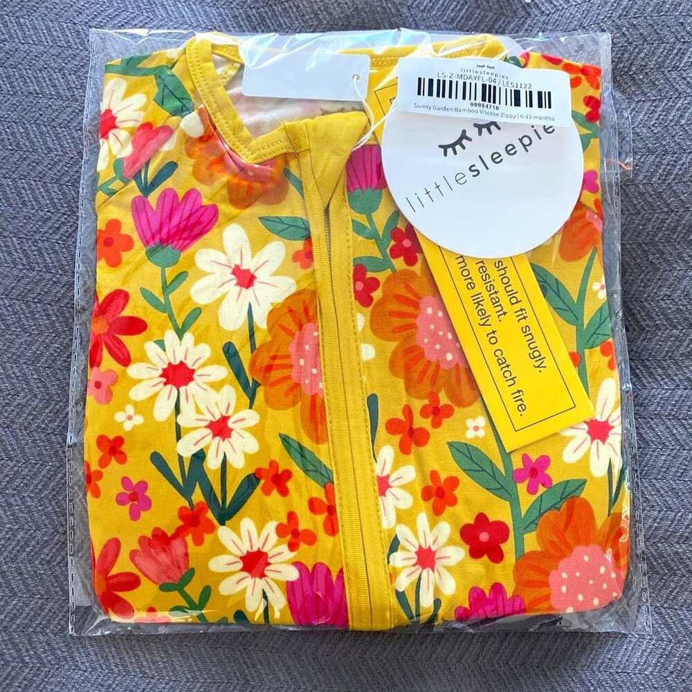 New Little Sleepies Sunny Garden Zippy 6-12 Months